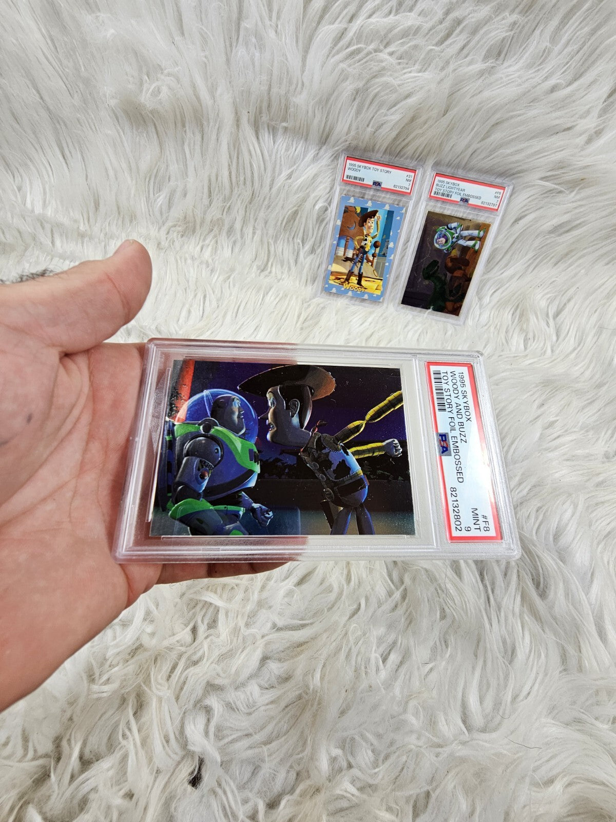 1995 - 4 Skybox Toy Story Trading Cards PSA - Mint 7-9 Foil Buzz Lightyear