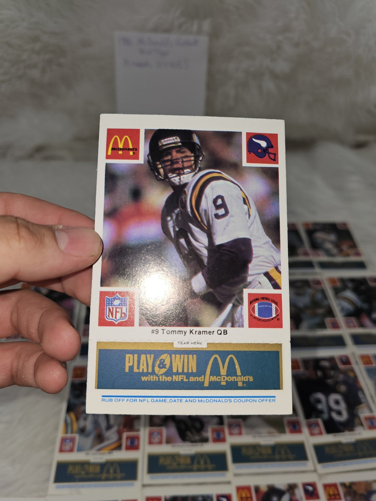 1986 - McDonald's Cards NFL Minnesota Vikings (24) Blue Tab Unscratched MINT