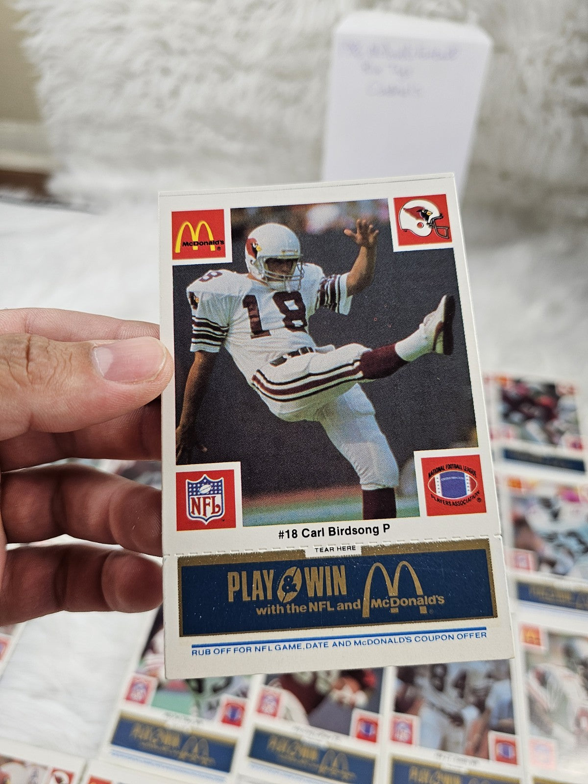 1986 - McDonald's Cards NFL Arizona Cardinals (24) Blue Tab Unscratched MINT