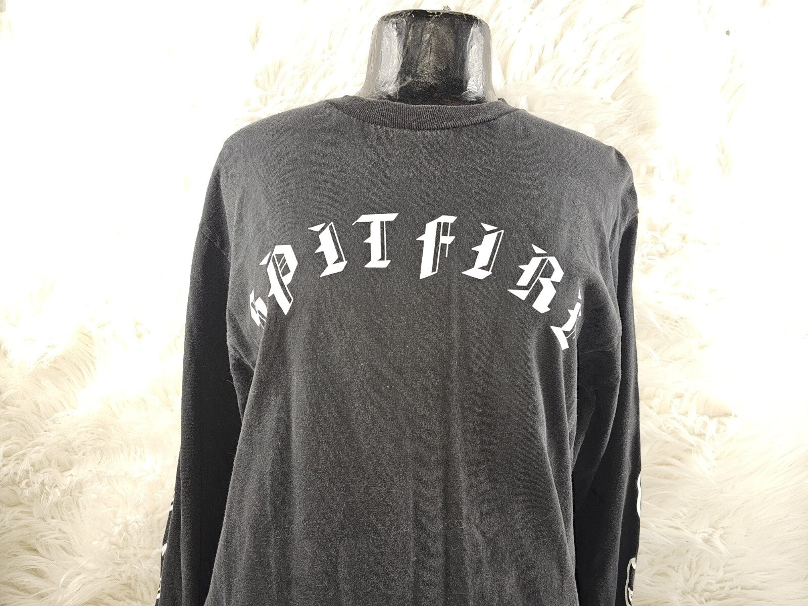 Vintage Spitfire T-Shirt Mens Medium Black White Wheels Real Skater Thrasher