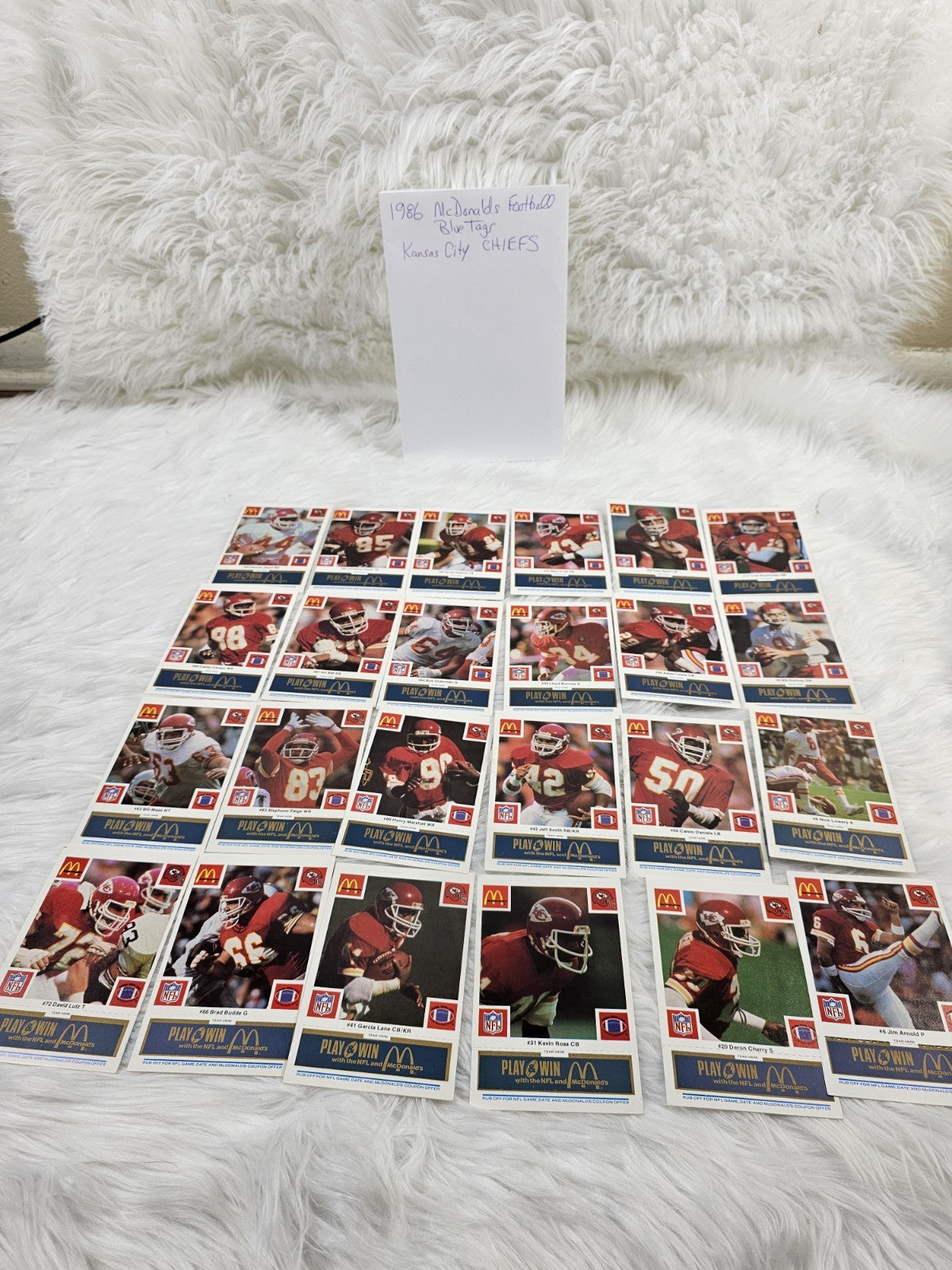 1986 - McDonald's Cards NFL Kansas City Chiefs (24) Blue Tab Unscratched MINT