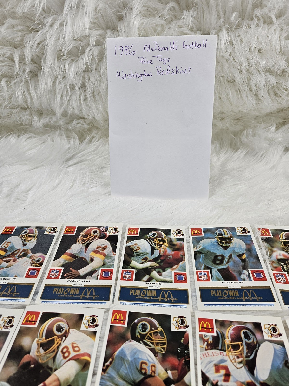 1986 Vtg McDonalds Cards NFL Washington Redskins (24) Blue Tab Unscratched MINT