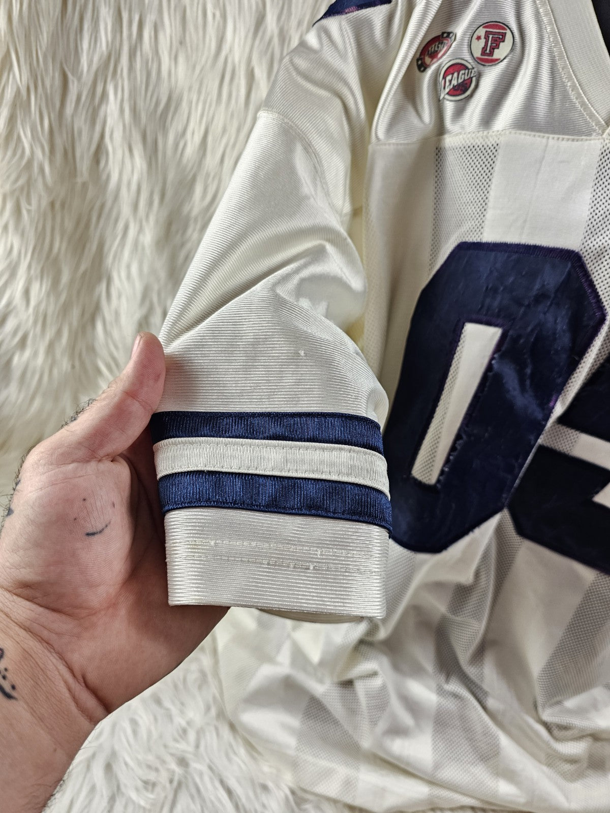 1990s - FUBU Allstar 05 White/Blue Mesh Football Jersey - RARE