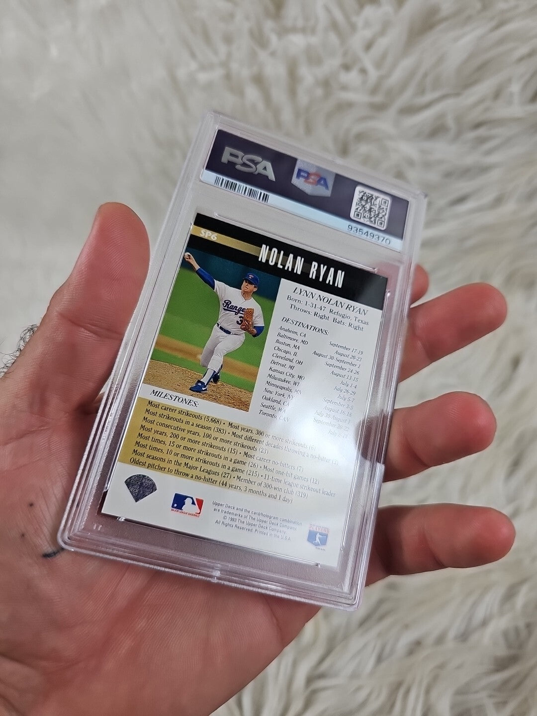 1993 - Baseball Card Upper Deck Nolan Ryan The Express Last Run #SP6 - PSA 8
