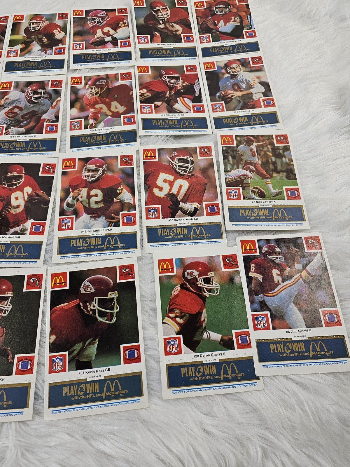 1986 - McDonald's Cards NFL Kansas City Chiefs (24) Blue Tab Unscratched MINT