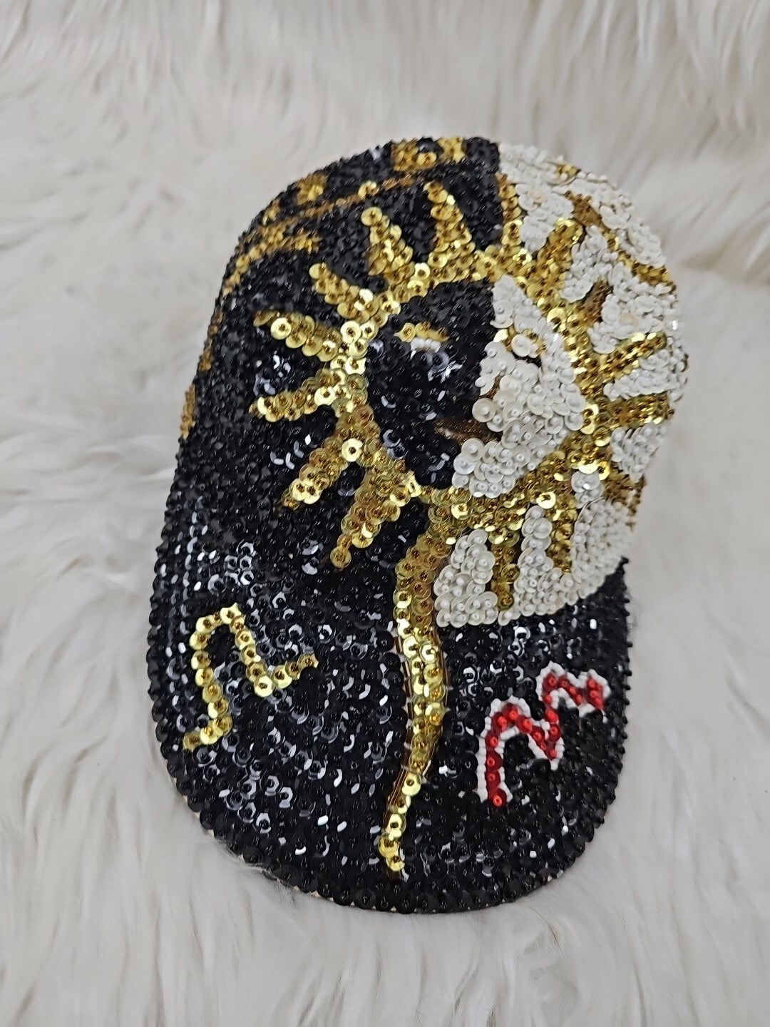 80/90s - Funky Sun/Moon Sequin Sparkle Hat, Unisex