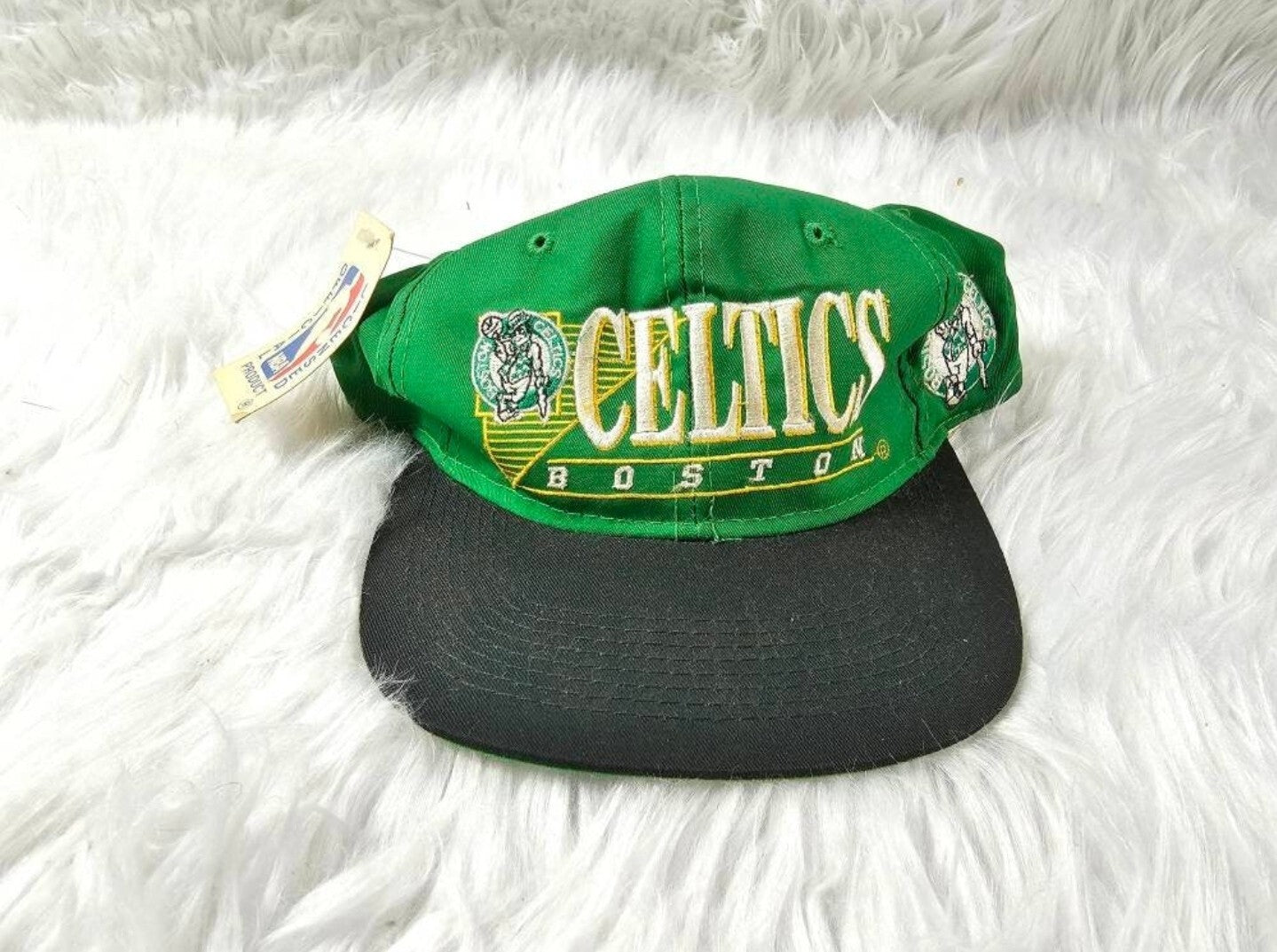 NWT Vintage 90s Boston Celtics Youngan Triangle Logo Snapback Hat Cap NBA - New
