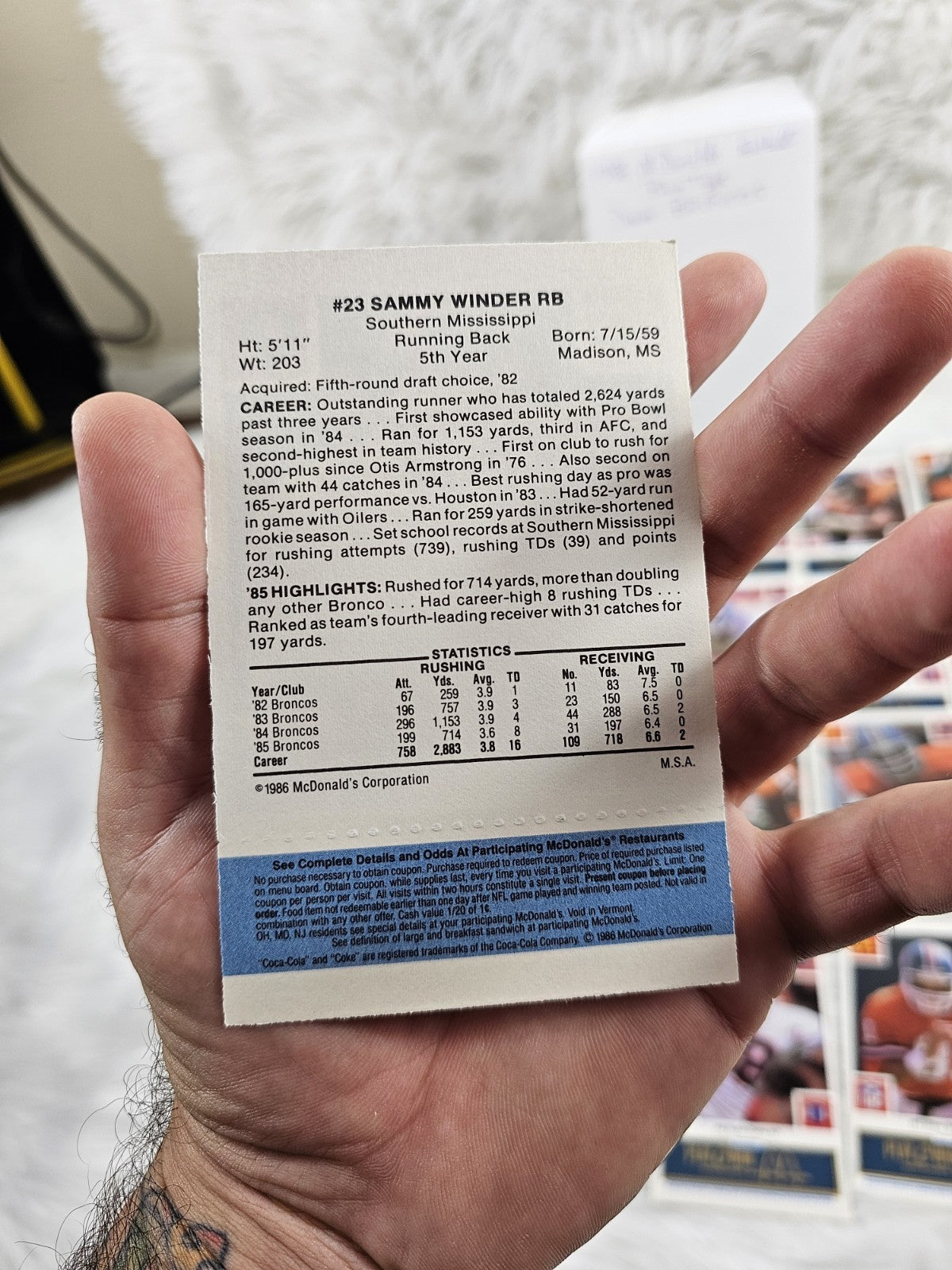 1986 - McDonald's Cards Denver Broncos Set of (24) Blue Tab - Unscratched MINT CONDITION