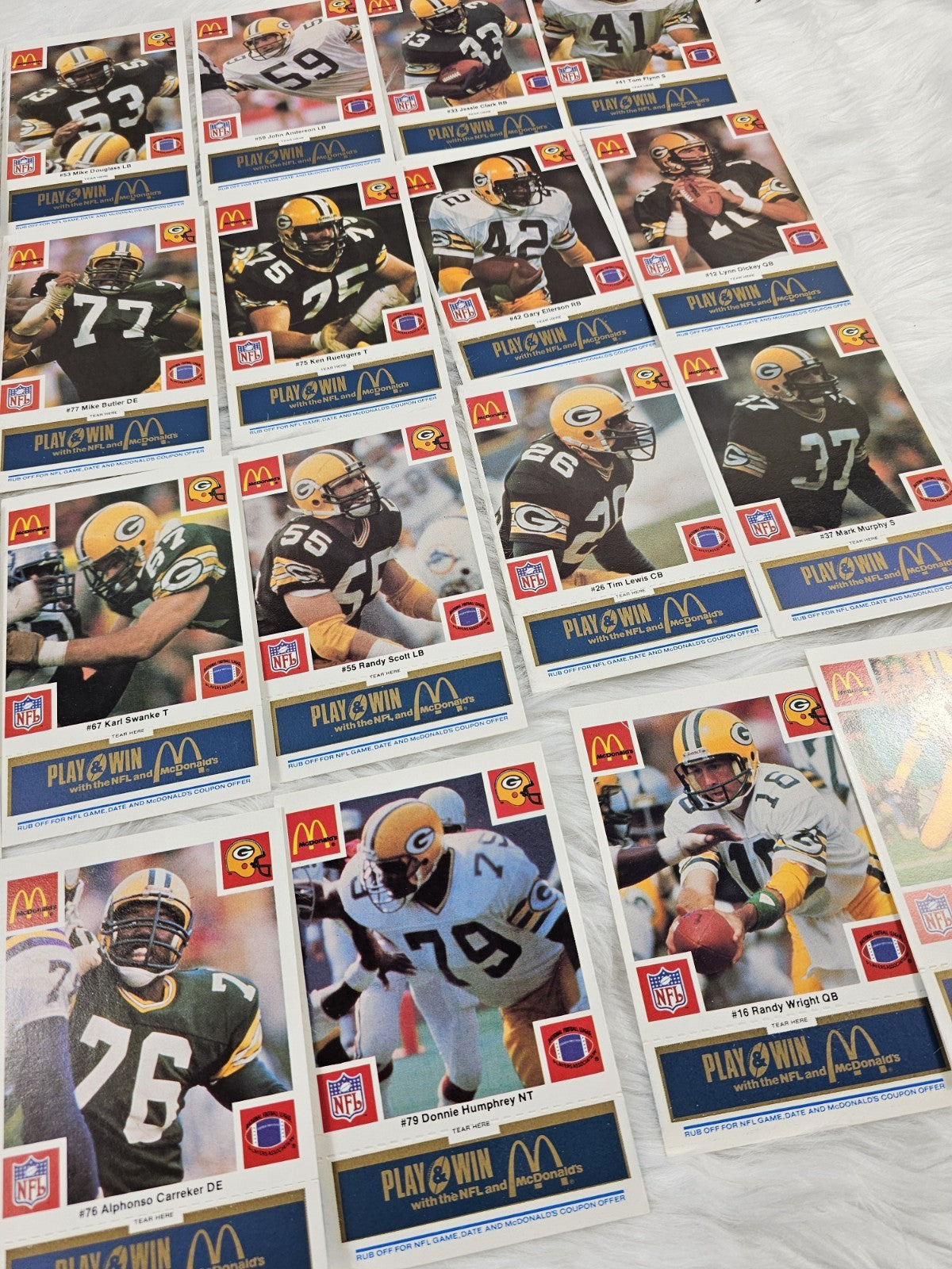 1986 - McDonald's Cards NFL Green Bay Packers Set (24) Blue Tab Unscratched MINT