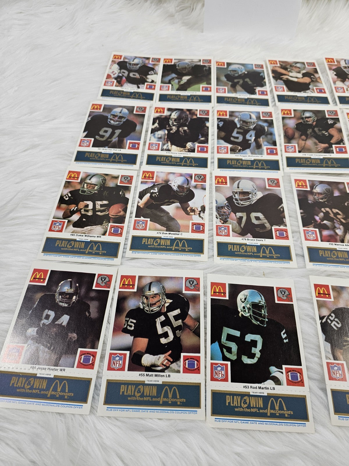 1986 - McDonald's Cards NFL Oakland Raiders (24) Blue Tab Unscratched MINT