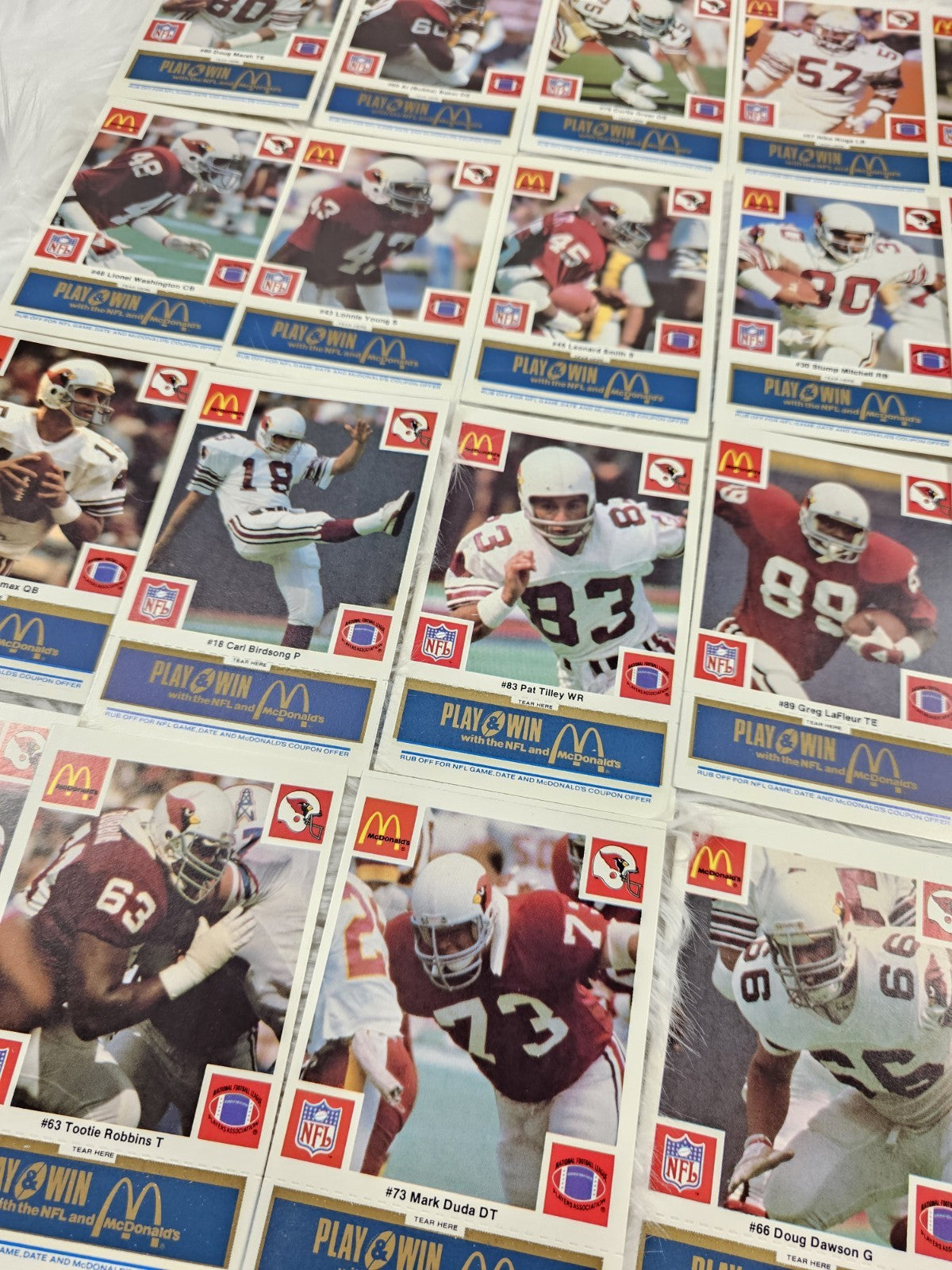 1986 - McDonald's Cards NFL Arizona Cardinals (24) Blue Tab Unscratched MINT