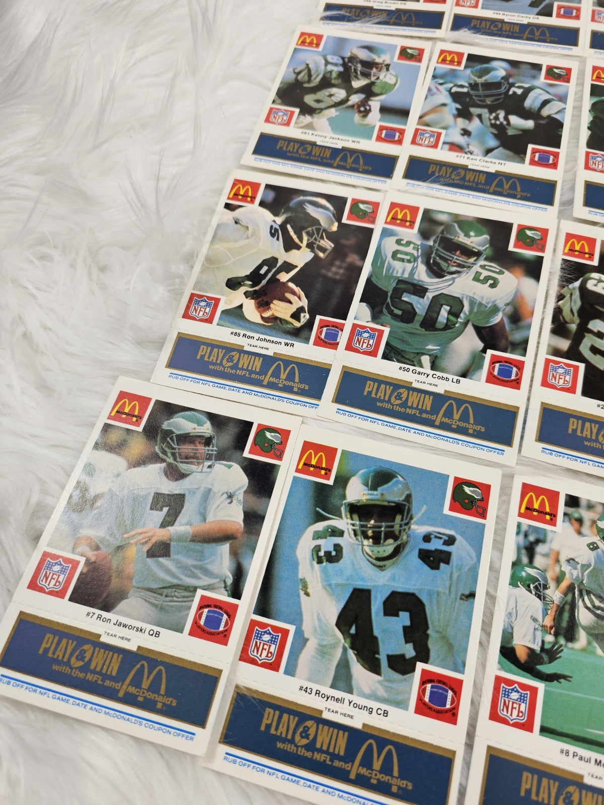 1986 - McDonald's Cards NFL Philadelphia Eagles (24) Blue Tab Unscratched MINT