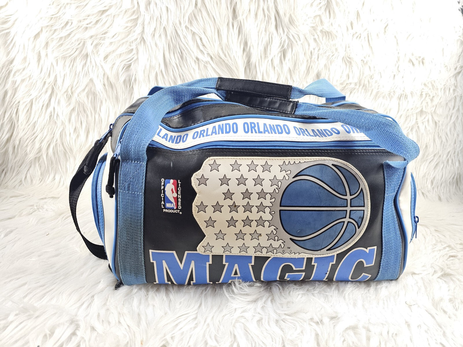 2000's - NBA Orlando Magic Leather Duffel Travel Bag Vintage Officially Licensed