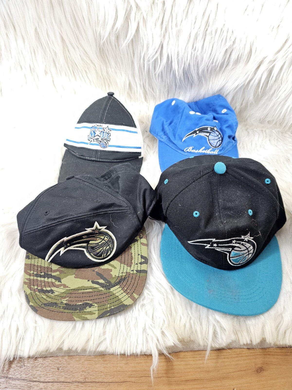 4 90s -2000s Orlando Magic Classic 2-Tone Black/Blue Snapback Hat NBA Basketball