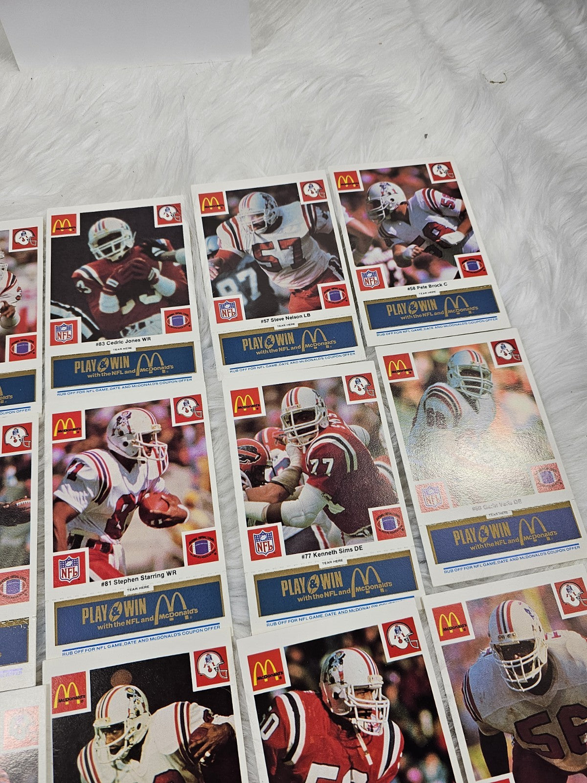 1986 - McDonald's Cards NFL New England Patriots (24) Blue Tab Unscratched MINT
