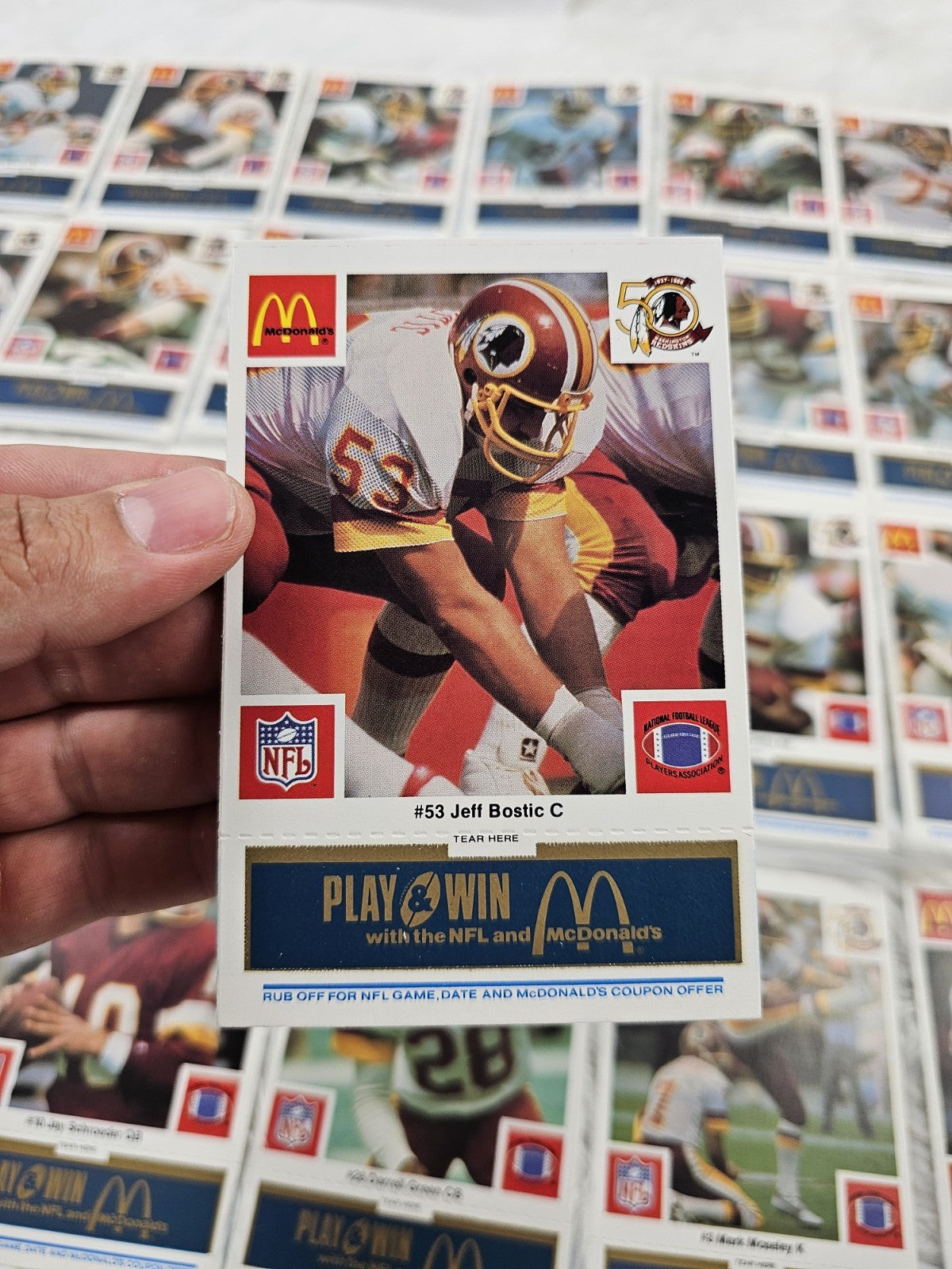 1986 Vtg McDonalds Cards NFL Washington Redskins (24) Blue Tab Unscratched MINT