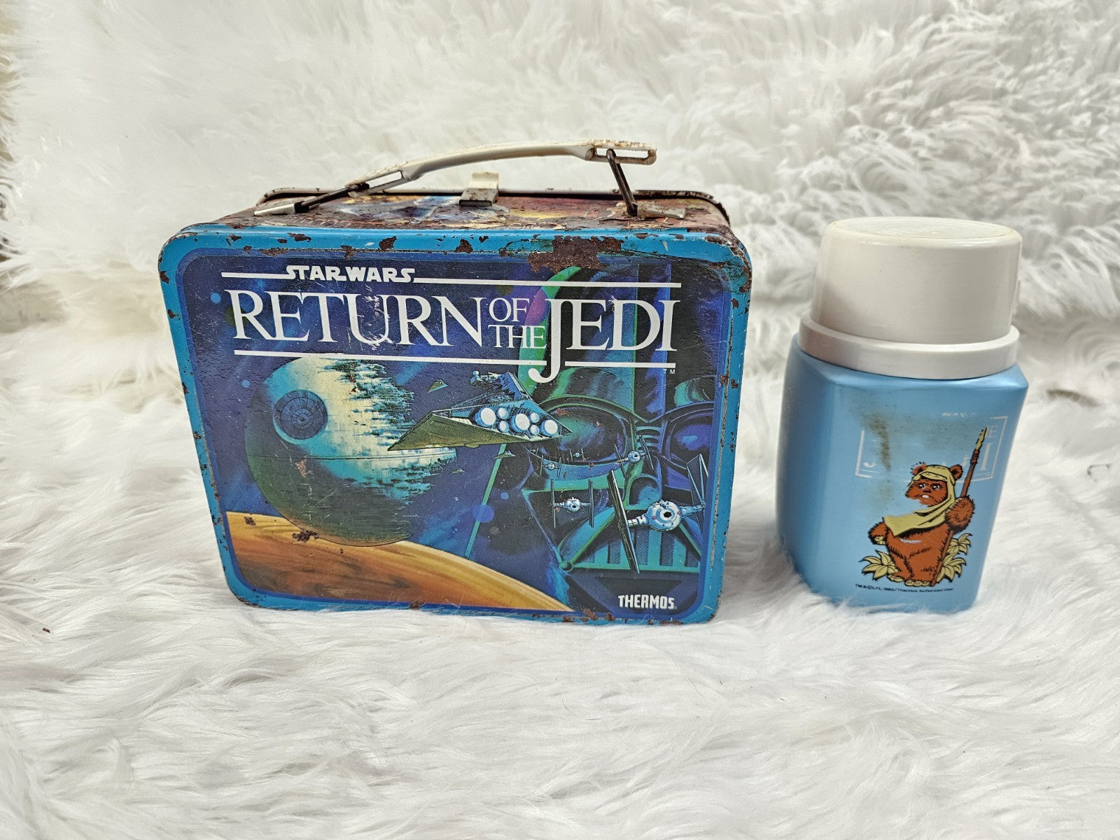 1983 - Star Wars Return of the Jedi Metal Lunchbox With Blue Thermos