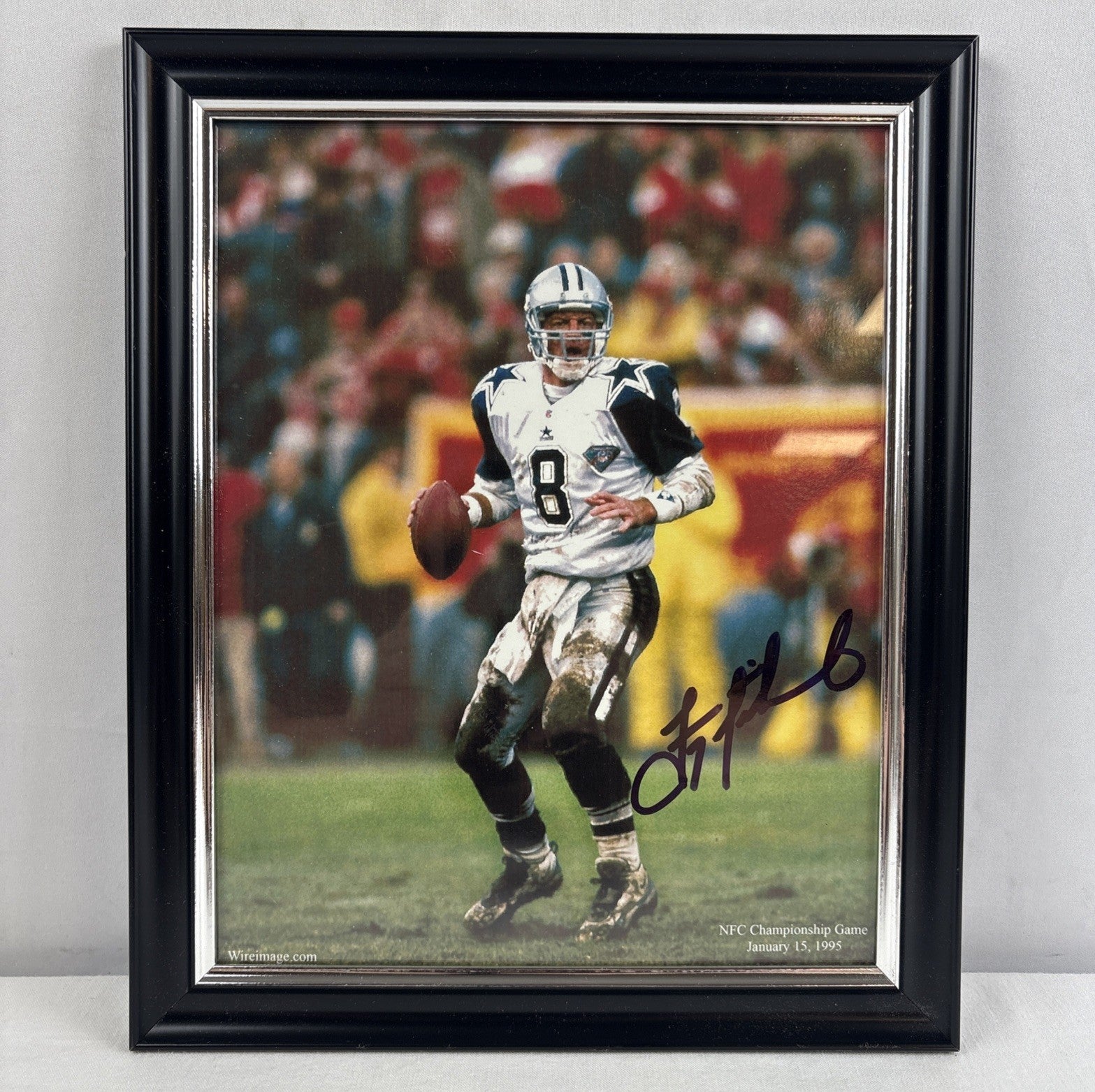 1990s – NFL: Troy Aikman Signed 8x10 Photo – Dallas Cowboys NFC Championship Framed