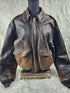 1990s - ONTIME Leather Jacket Mid-length American Casual Distress Brown MED