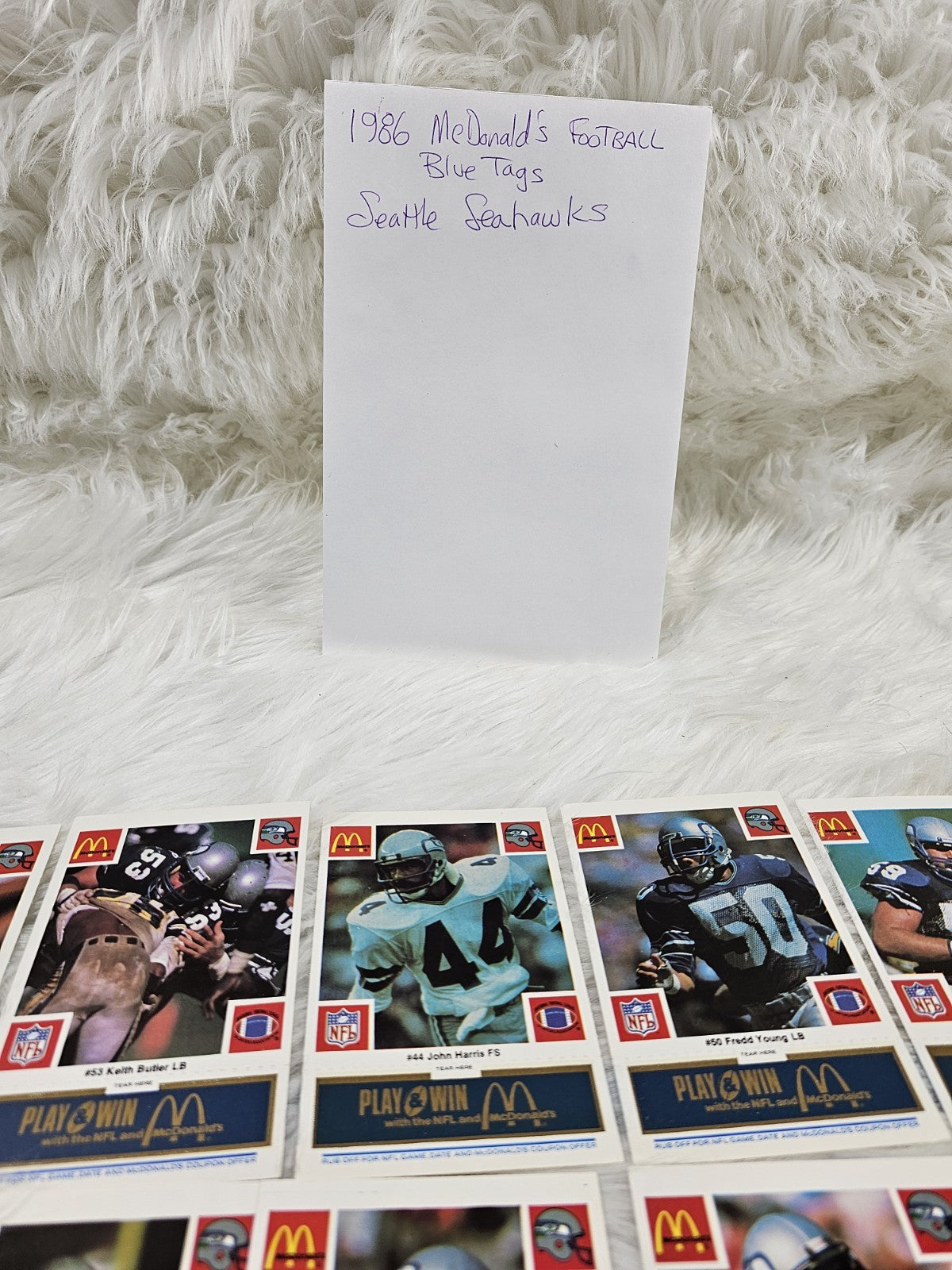 1986 Vtg McDonalds Cards NFL Seattle Seahawks (24) Blue Tab Unscratched MINT