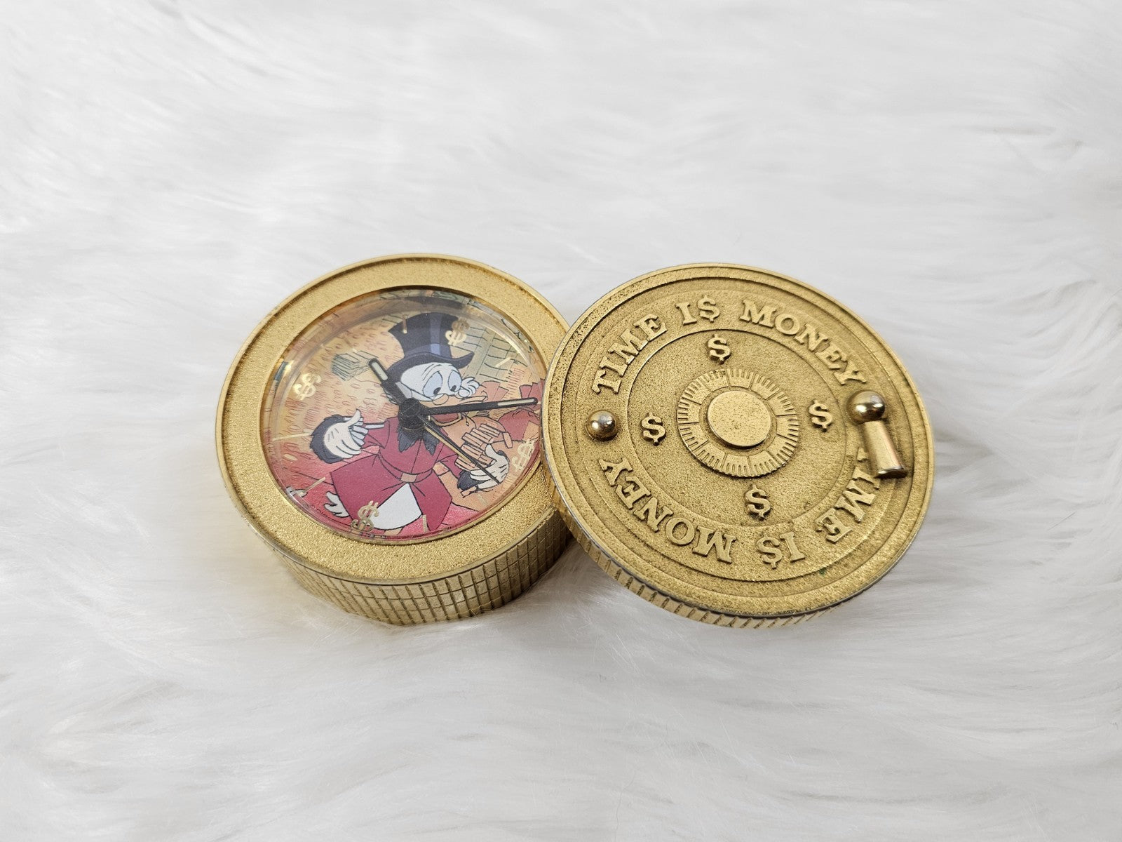 1980 - Walt Disney Scrooge McDuck “Time is Money” Brass Clock