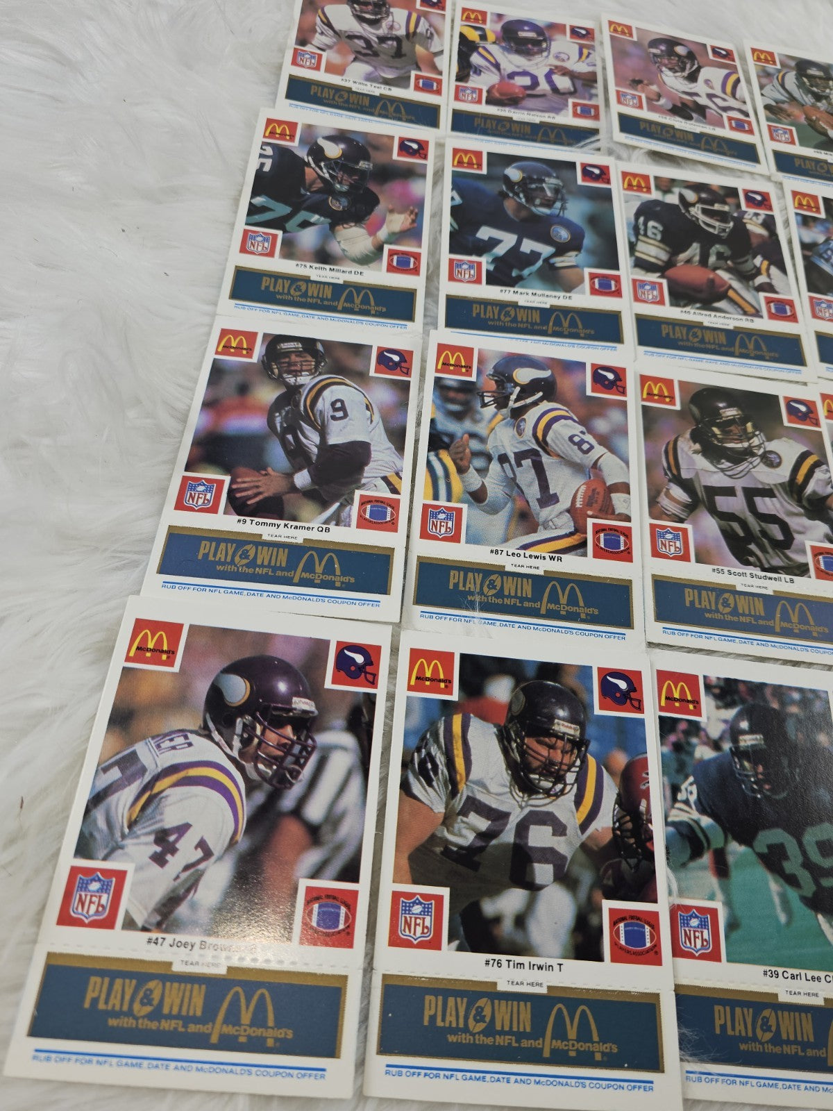 1986 - McDonald's Cards NFL Minnesota Vikings (24) Blue Tab Unscratched MINT