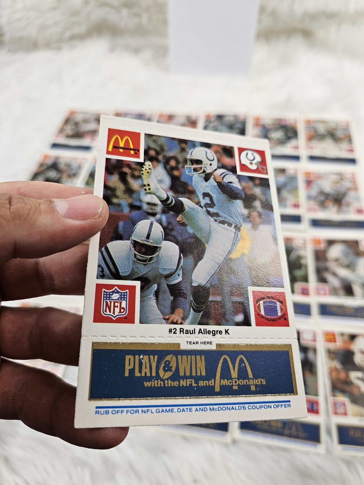 1986 - McDonald's Cards NFL Football Colts (24) Blue Tab Unscratched MINT