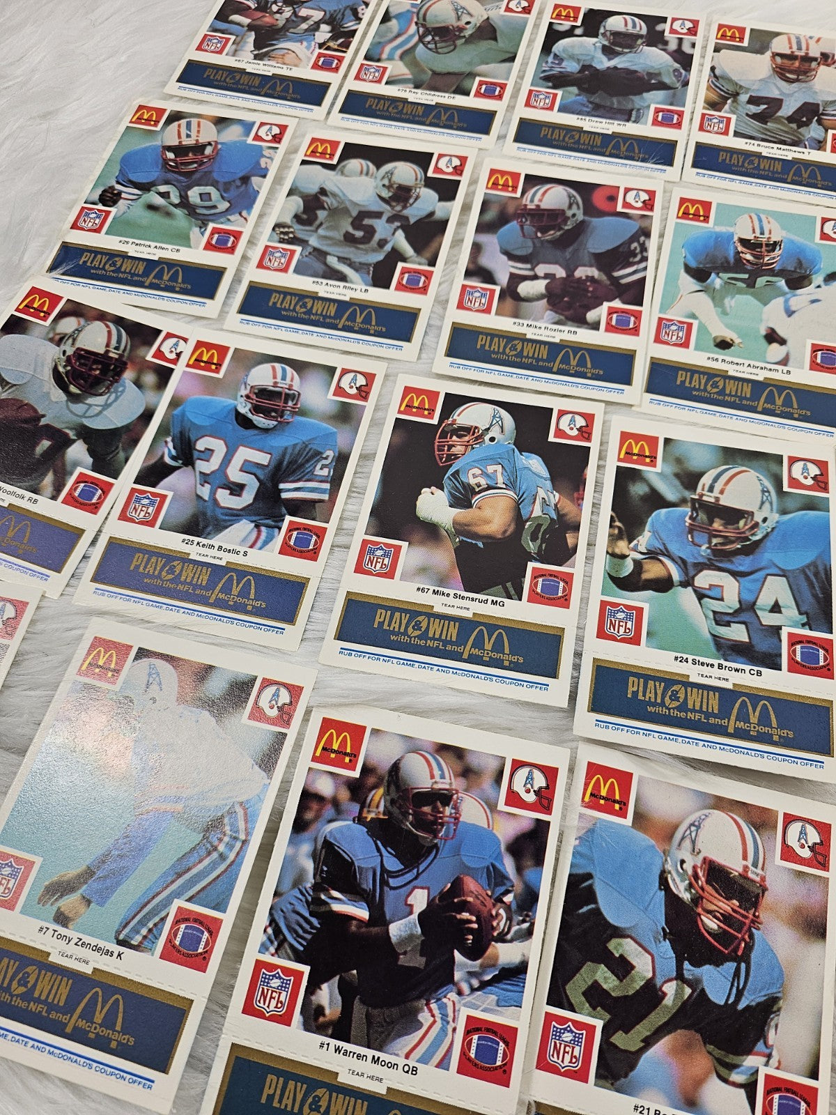 1986 - McDonald's Cards NFL Houstan Oilers (24) Blue Tab Unscratched MINT