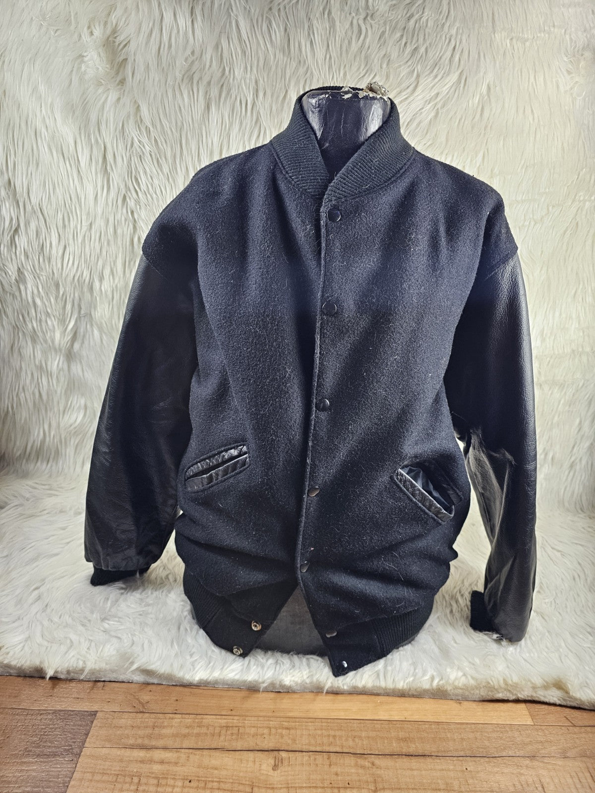 1990s - Steer Brand Tiger Varsity Jacket, Medium Black