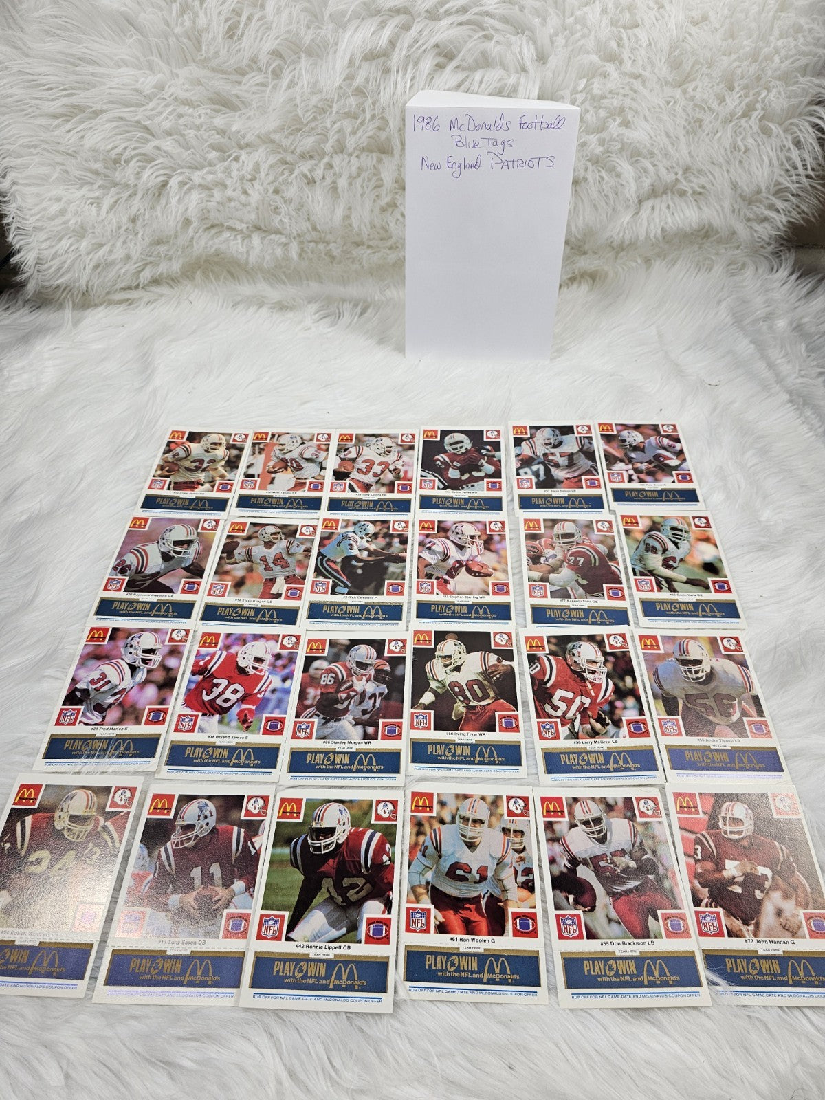 1986 - McDonald's Cards NFL New England Patriots (24) Blue Tab Unscratched MINT