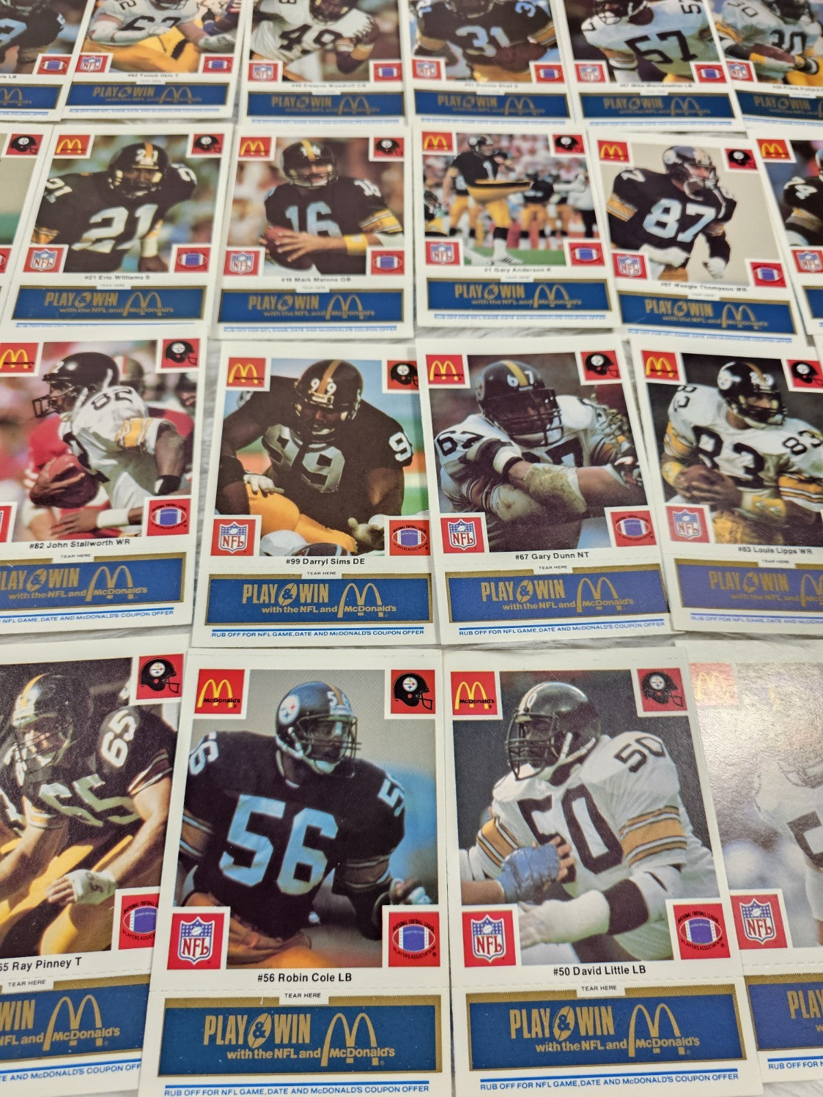 1986 - McDonald'sCards NFL Pittsburgh Steelers (24) Blue Tab Unscratched MINT