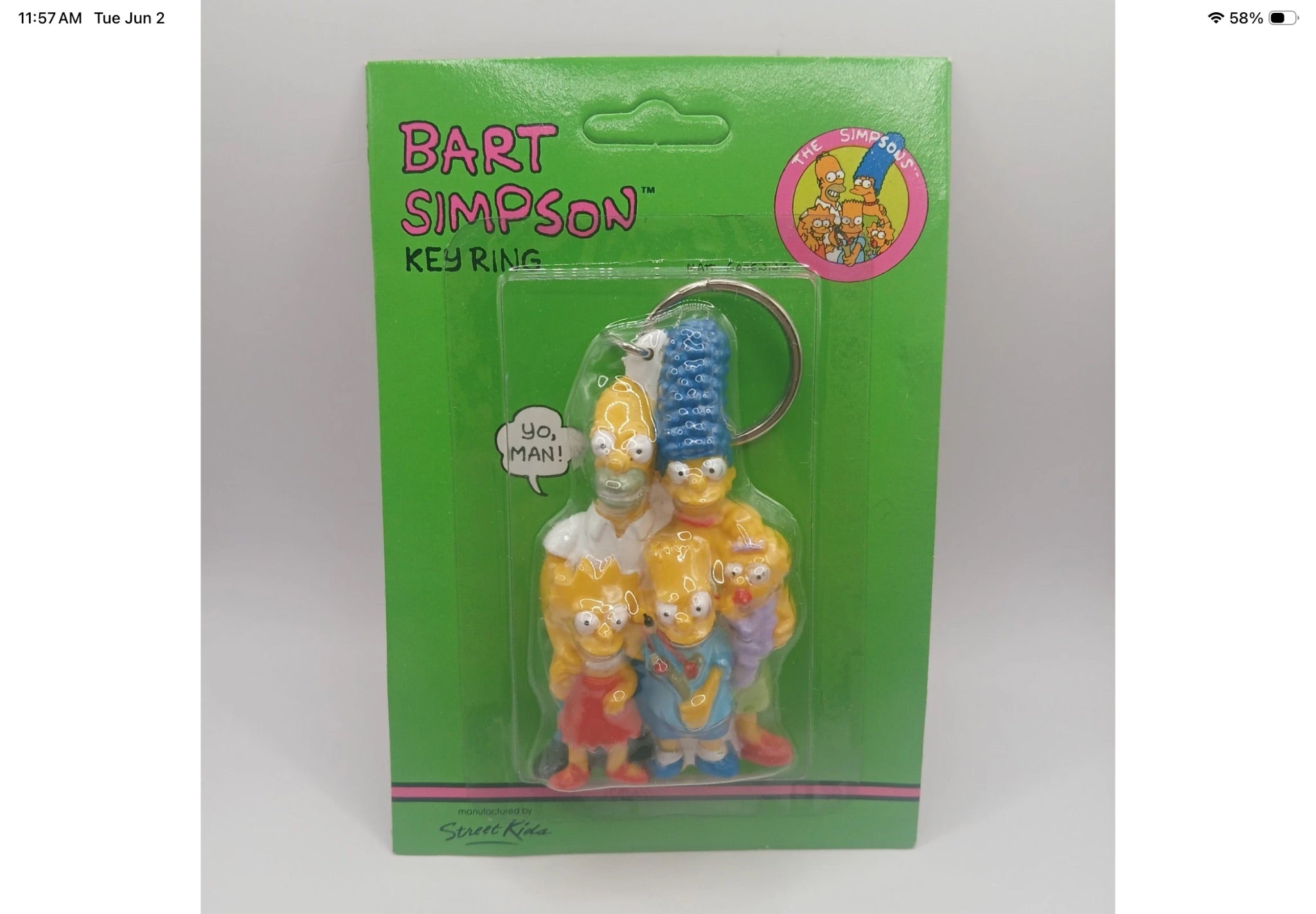 Vintage 1990 The Simpsons Family Key Ring Key Chain - New - Unpunched Hole