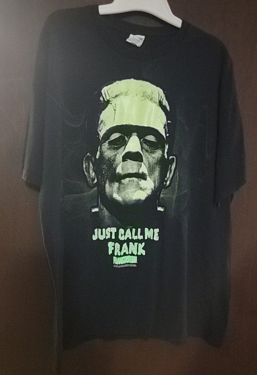 Vintage Frankenstein Just Call Me Frank Shirt Glow In The Dark Mens Size XL