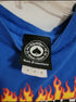 Vintage Thrasher Magazine Blue Shirt Mens Size Medium Skateboarding Ripped Flame