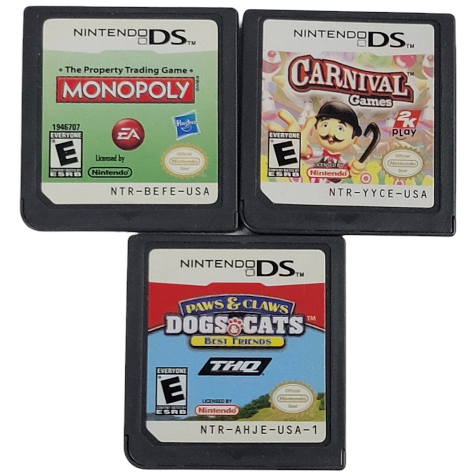 Nintendo DS Games - Carnival Games, Monopoly, & Dogs & Cats Best Friends - 1