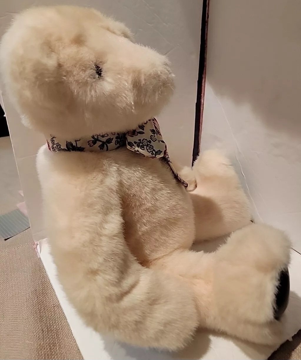Vintage Victoria's Secret Gund Plush Teddy Bear Pink Floral Bow 1992