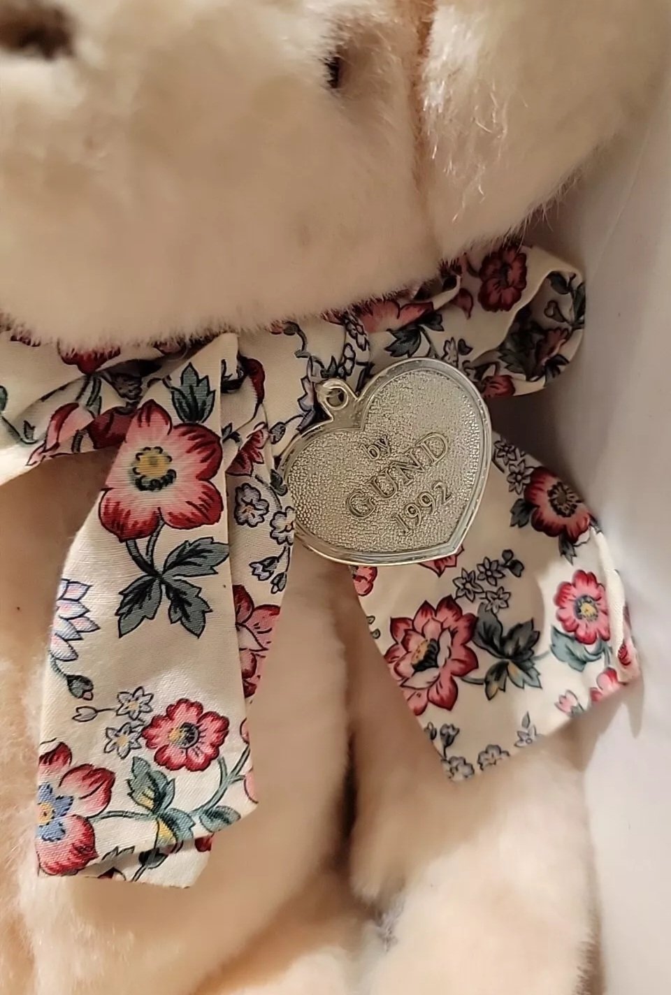 Vintage Victoria's Secret Gund Plush Teddy Bear Pink Floral Bow 1992