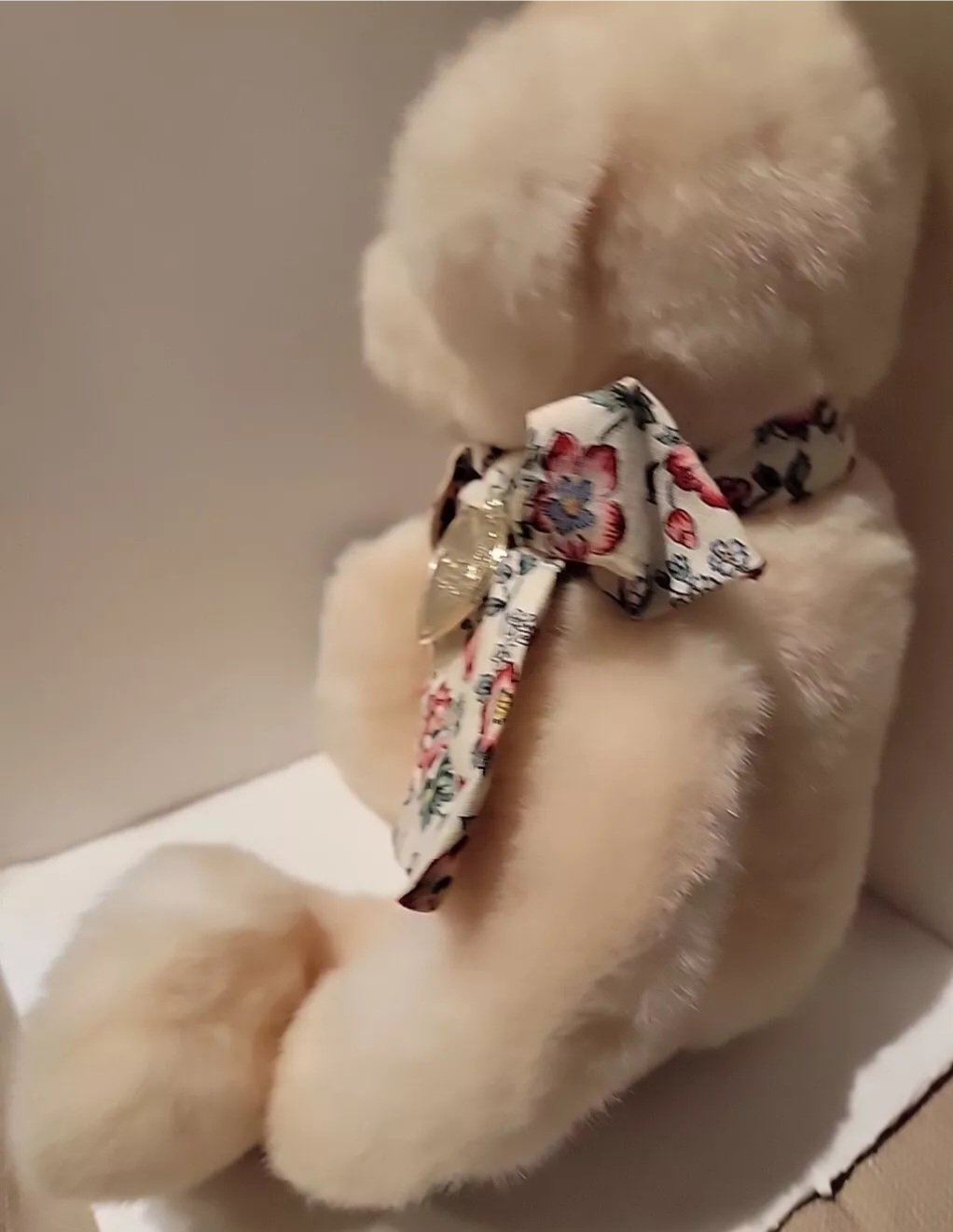 Vintage Victoria's Secret Gund Plush Teddy Bear Pink Floral Bow 1992