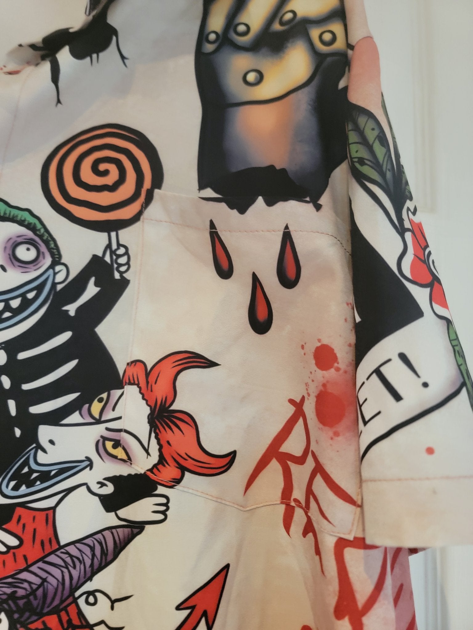 Halloween Horror Themed Inspired Tattoo Art Men's Shirt Size 1XL