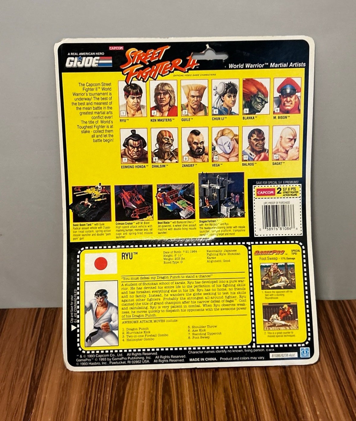 Hasbro G.I. Joe RYU Street Fighter II 2 Action Figure Capcom Vintage 1993