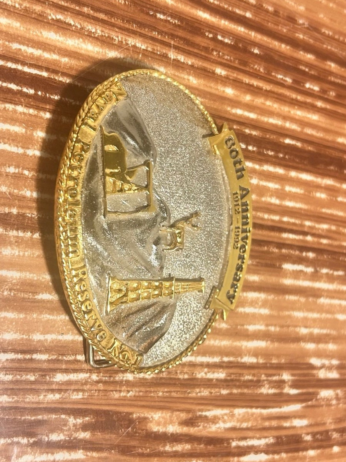 Vintage Metal  80th Anniversary Naval Petroleum Reserve No. 1 Buckle 1912-1992