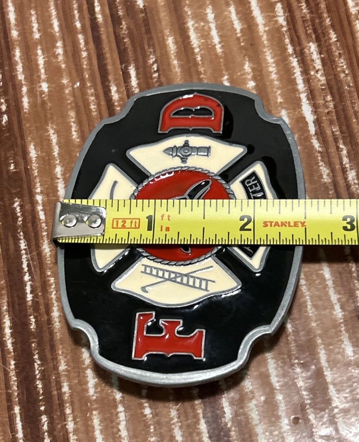 Style Enamel Fire Hero Firefighter FD Belt Buckle Vintage