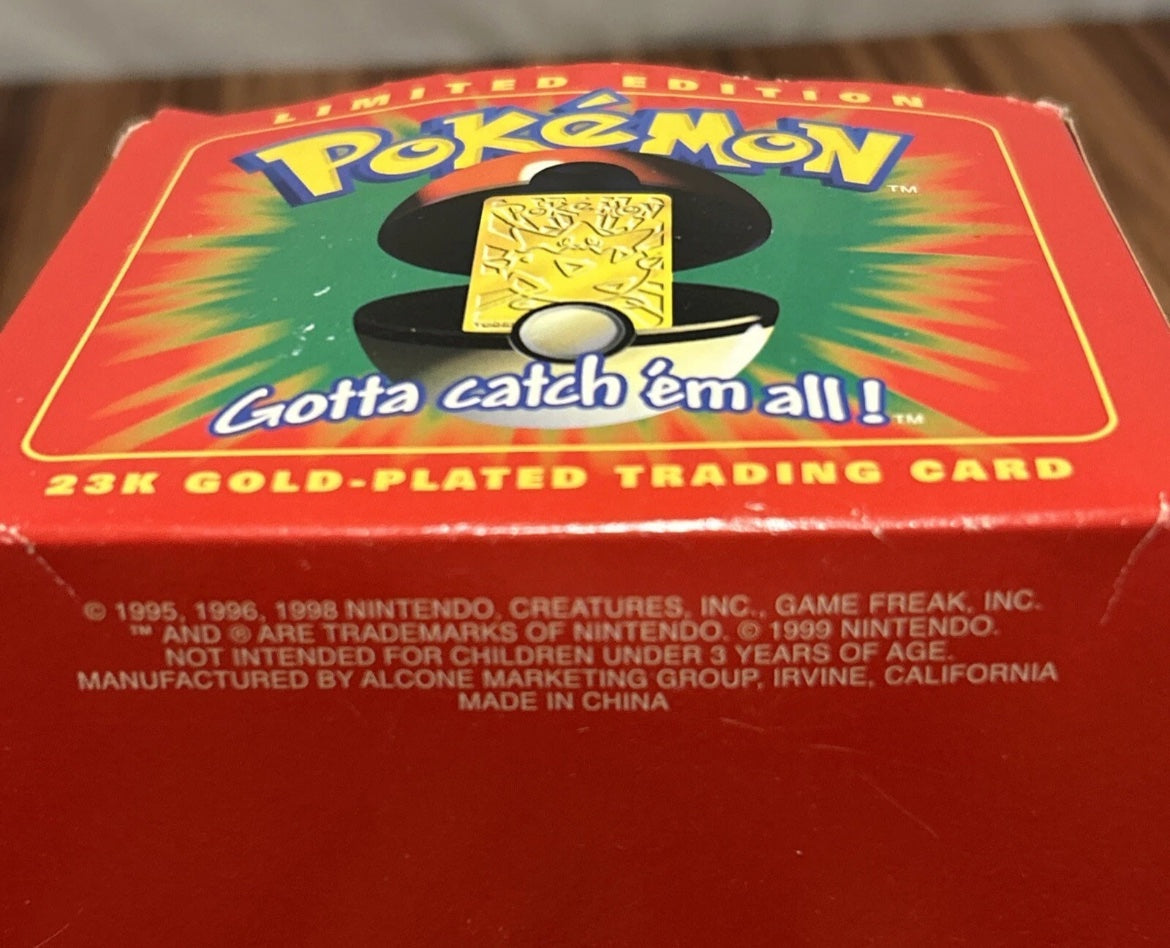 1999 TOGEPI Nintendo Pokemon 23K Gold Plated Trading Card Pokeball New