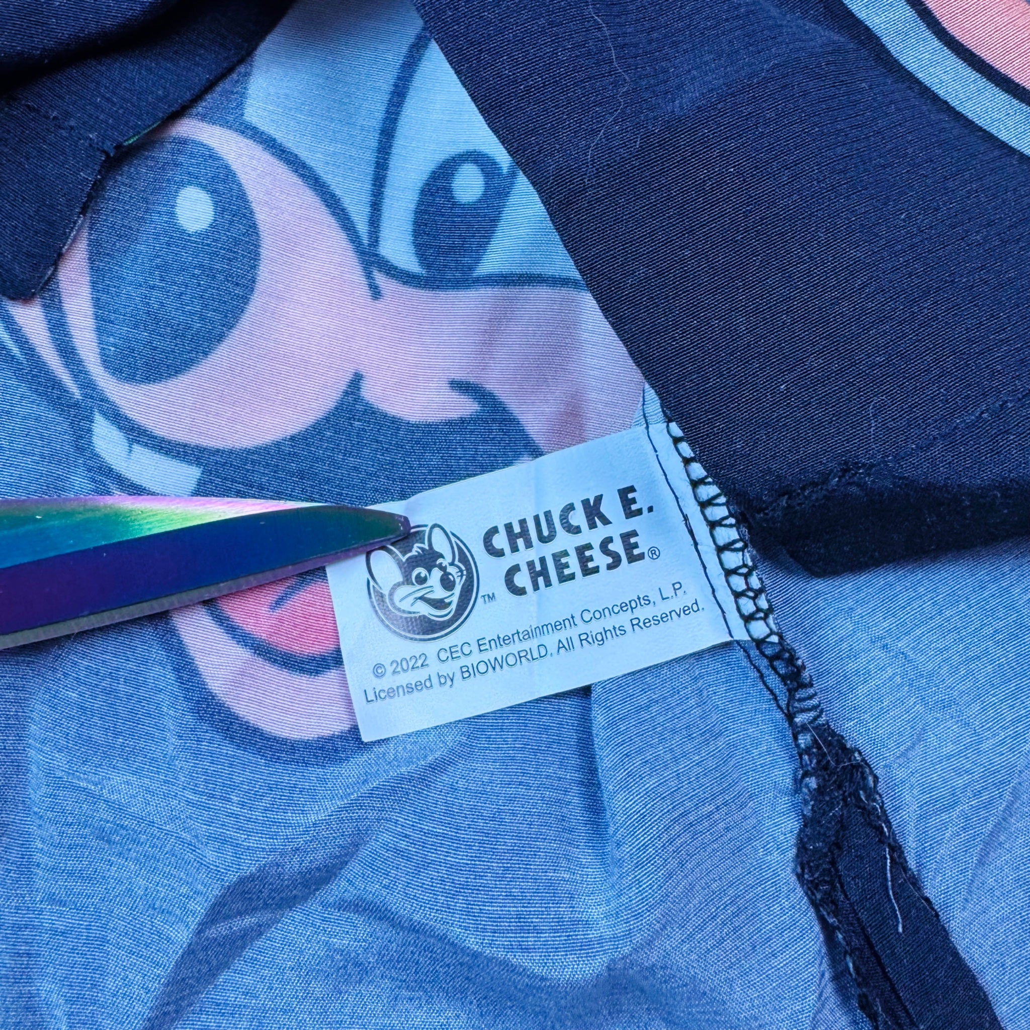 Chuck E. Cheese Button Up Shirt – Cartoon Print Adult Unisex Small