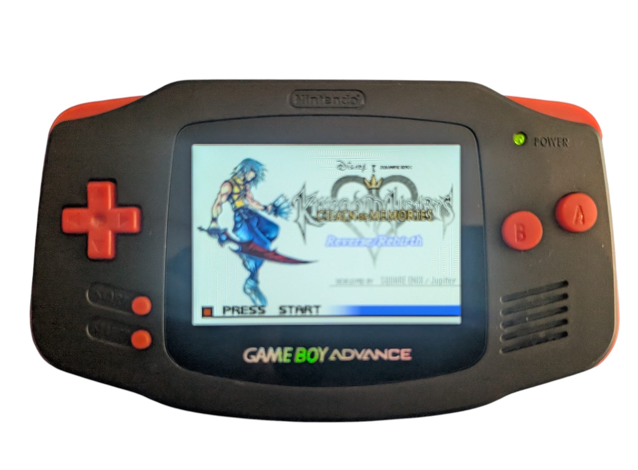 IPS Screen/USB-C Gameboy Advance w/ Kingdom Hearts: Chain of Memories - Black Shell w/ Red Buttons