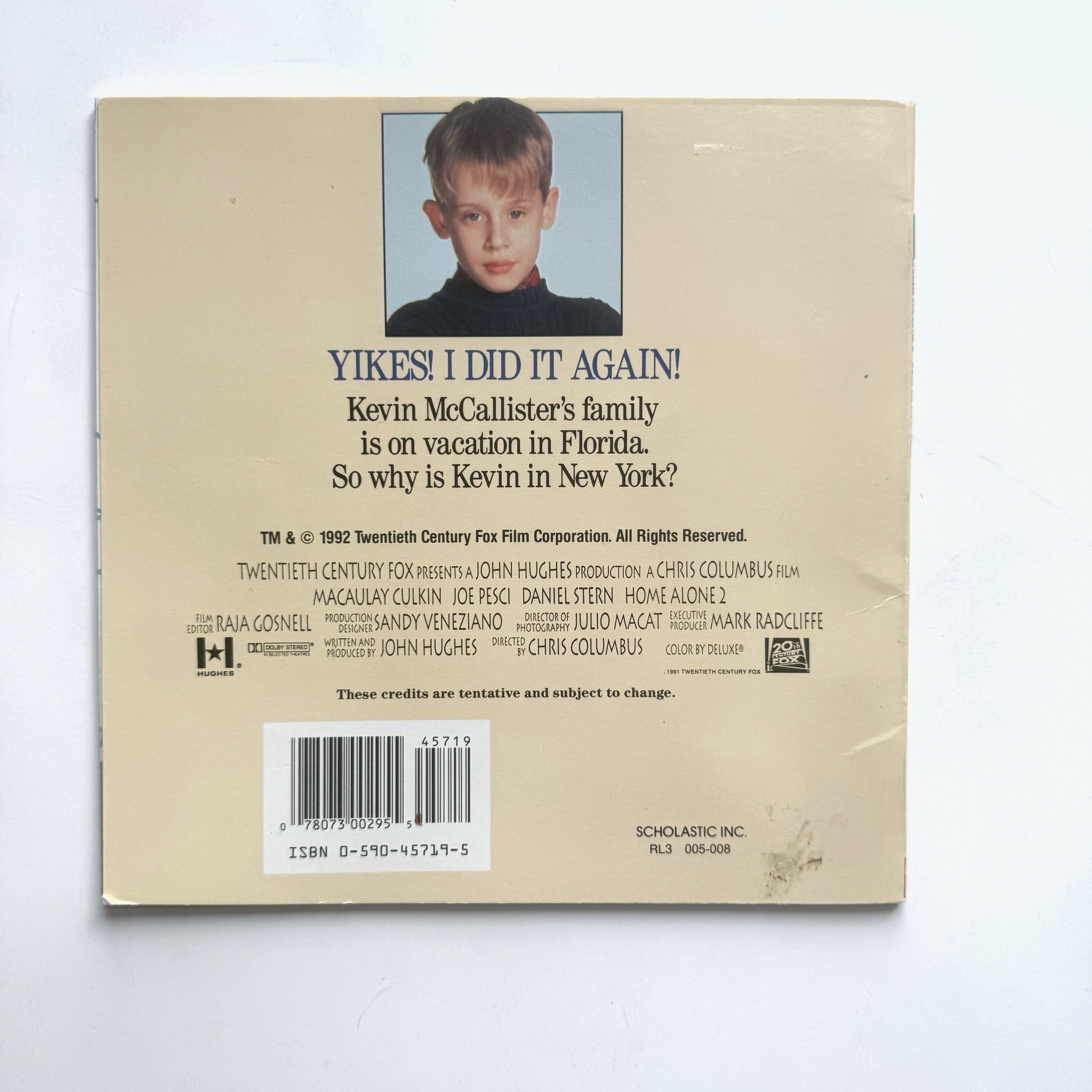 Home Alone 2 Christmas Picture Book Vintage 1992