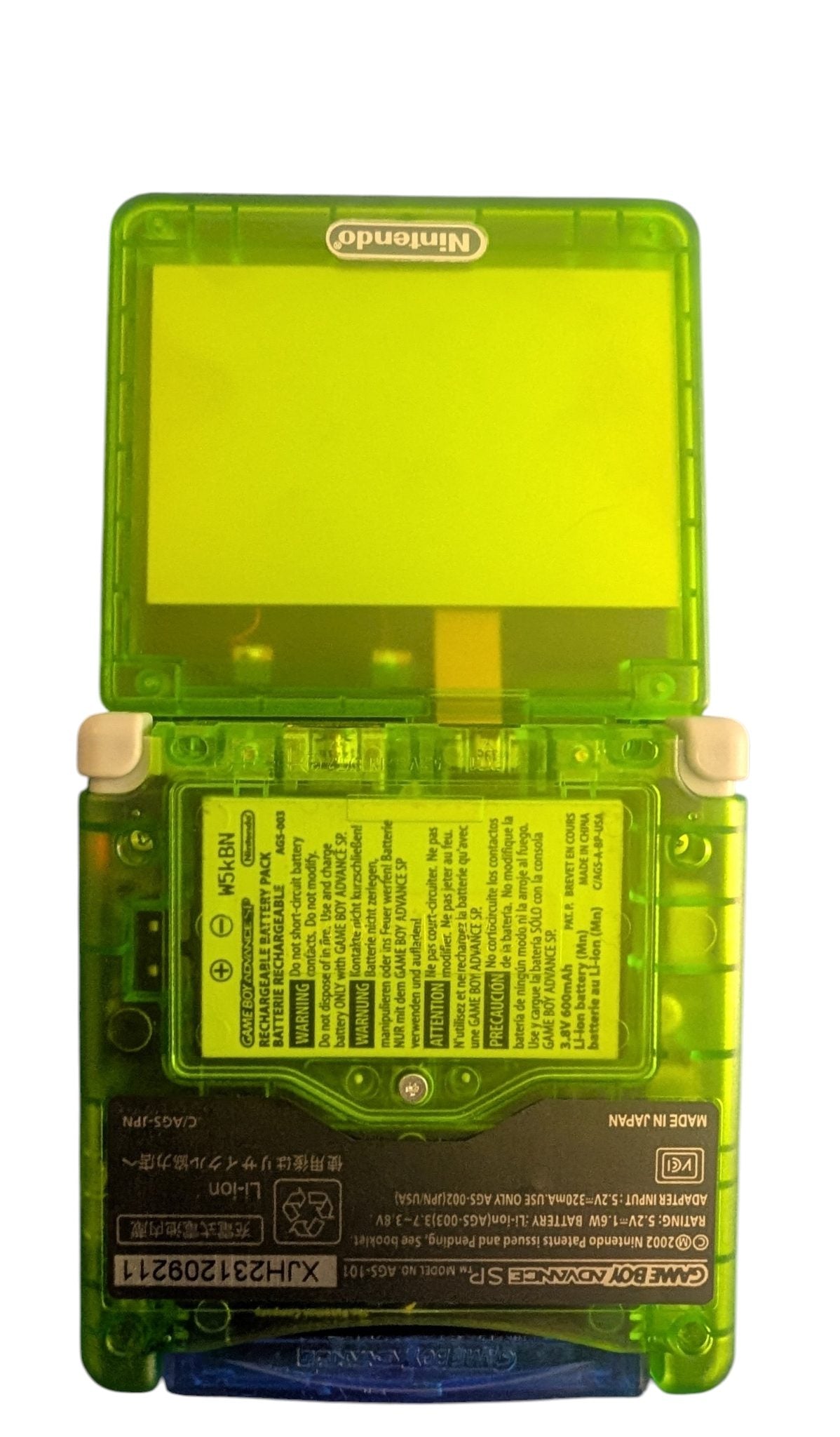 IPS Screen Gameboy Advance SP w/ Reproduction Pokemon Sapphire - Clear Green Shell