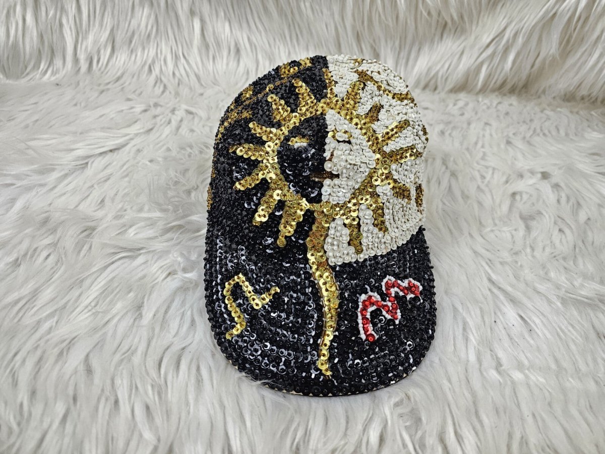 80/90s - Funky Sun/Moon Sequin Sparkle Hat, Unisex - Hats - ThrowbackBuys - The Thrifty Gypsyy Shop