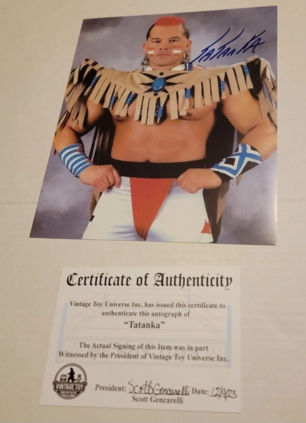 Tatanka Red Hair Autographed Photo With COA