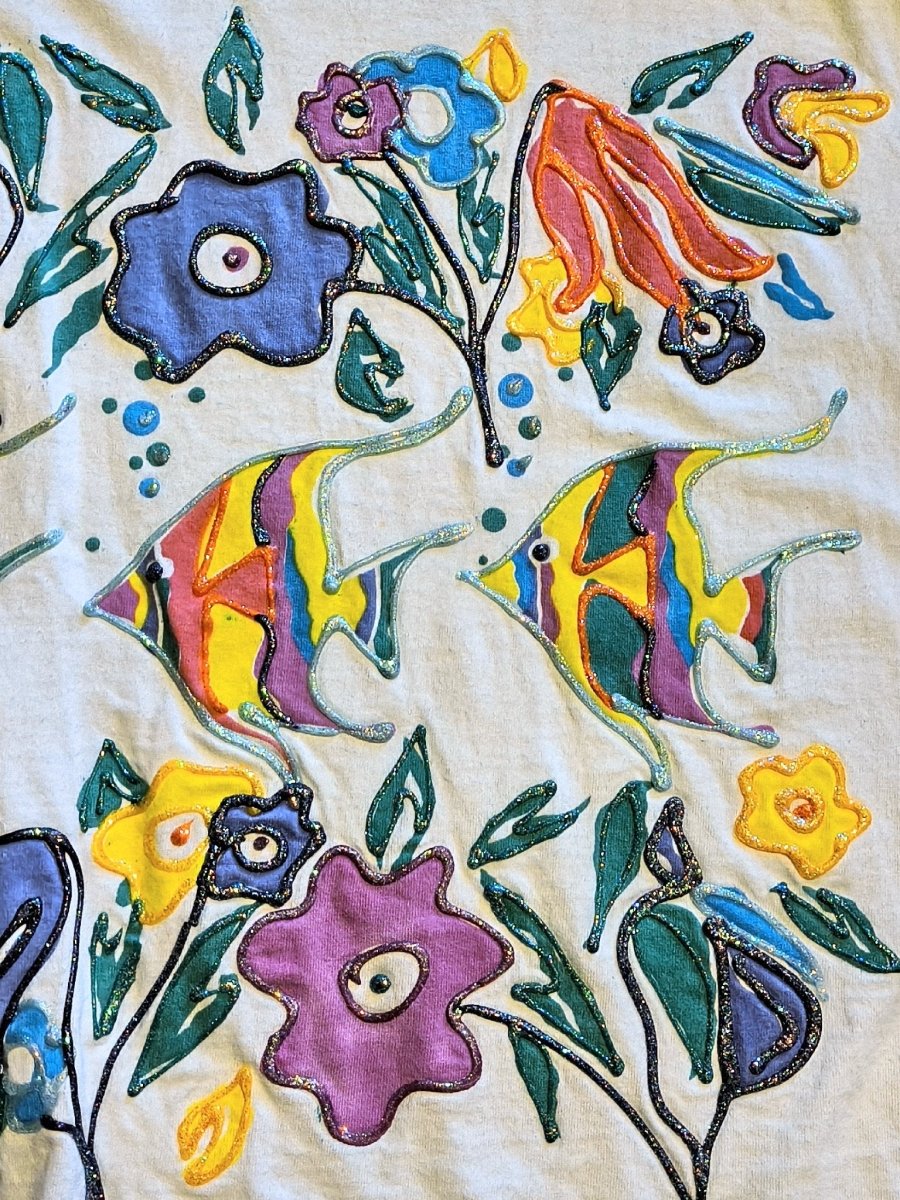 90s Puffy Cactus California Fish Crop Top - T-Shirts - ThrowbackBuys - Shiznit